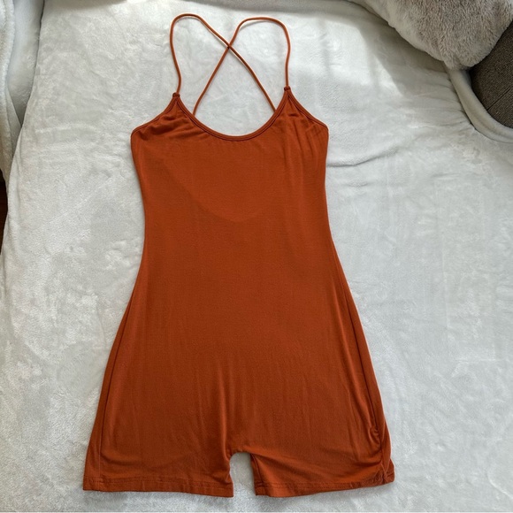 Shein Criss Cross Burnt Orange Romper Size PXS - Picture 1 of 11